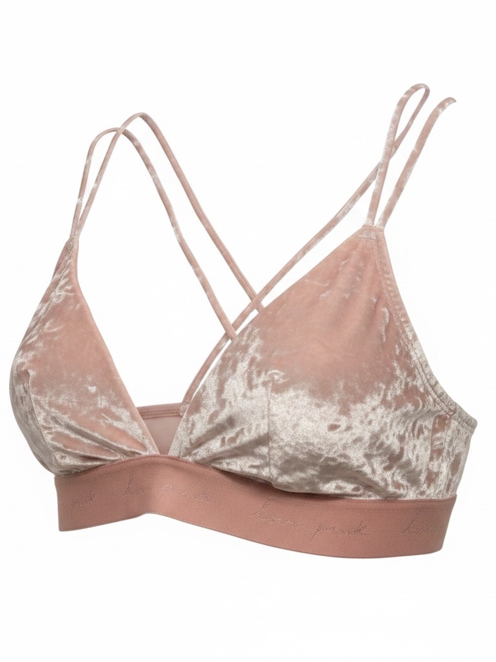 PINK Victoria's Secret Velvet Triangle Bralette in Blush M
